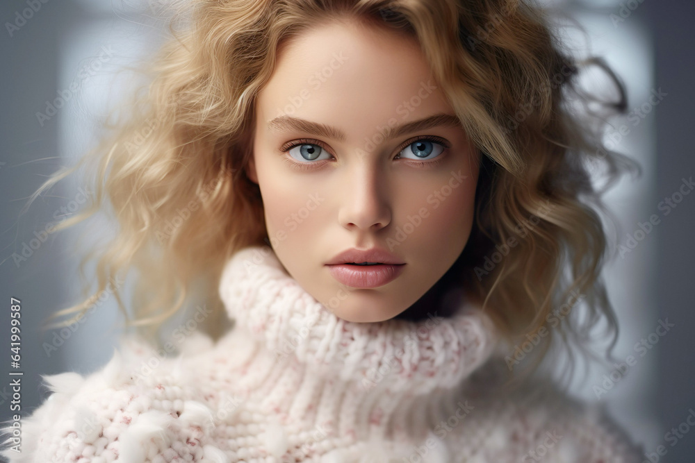 Cozy Winter Mohair Sweater. A woman in a pink mohair sweater exudes warmth and style in the winter season.