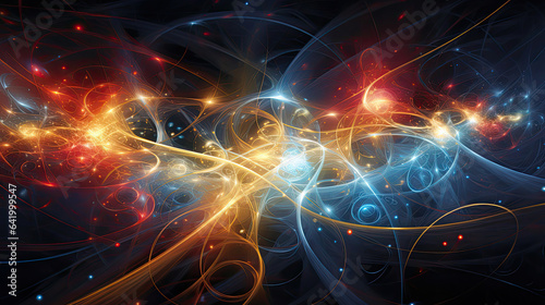 Quantum states entangled across space and time emphasizing non-local interactions in the quantum realm.