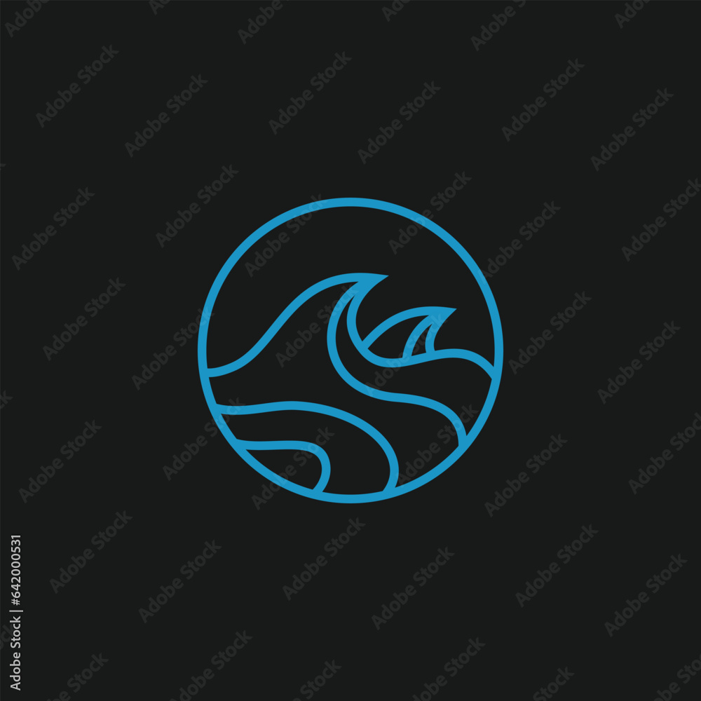 simple and modern shape of sea water wave in a circle simple and modern shape of sea water wave in a circle