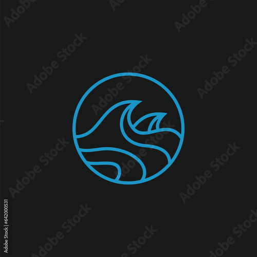 simple and modern shape of sea water wave in a circle