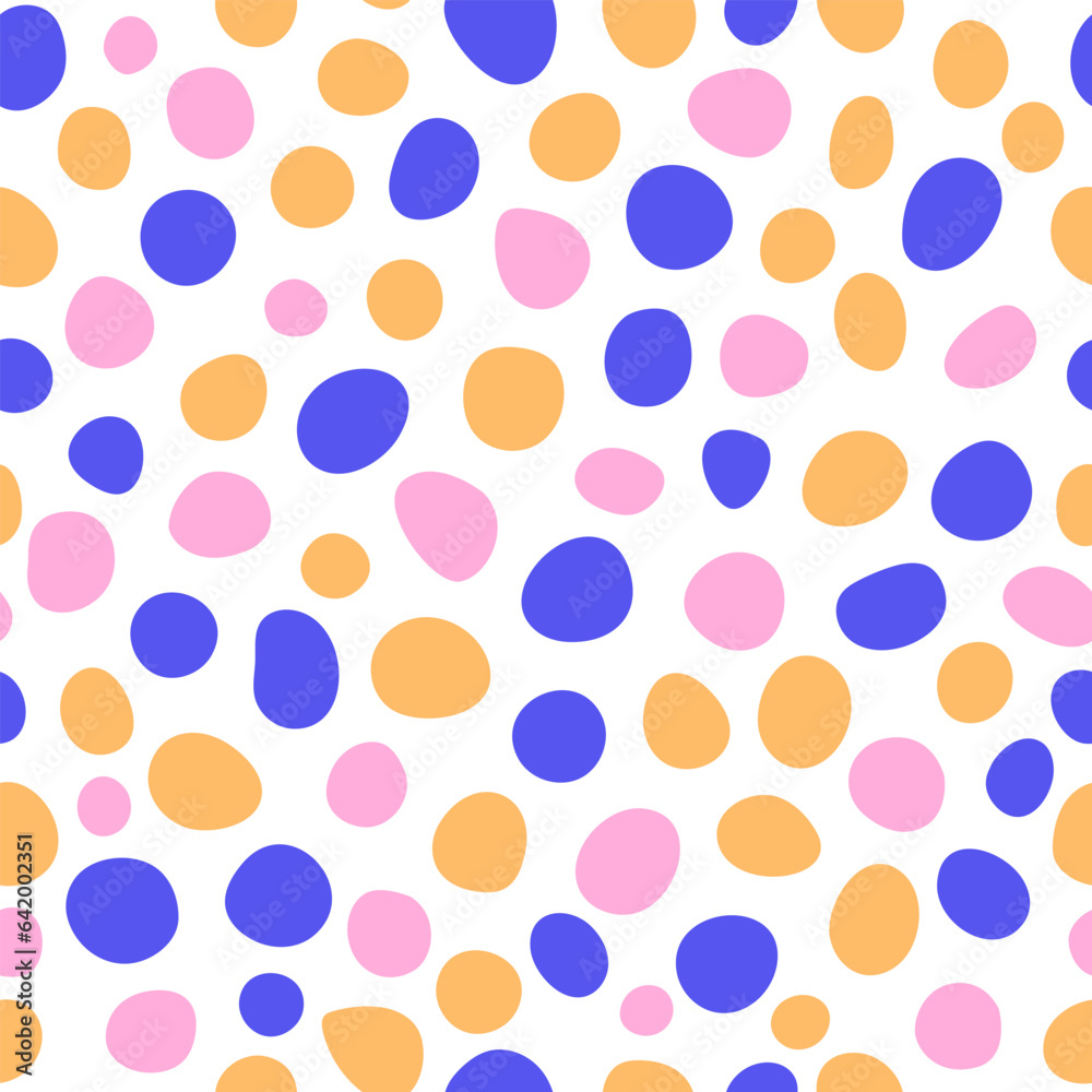 Abstract pattern with hand drawn round elements colorful design on the white background. Vector big round dots seamless pattern. Abstract pattern with hand drawn round elements colorful design on the white background. Vector big round dots seamless pattern.
