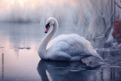 Arctic swan in the winter