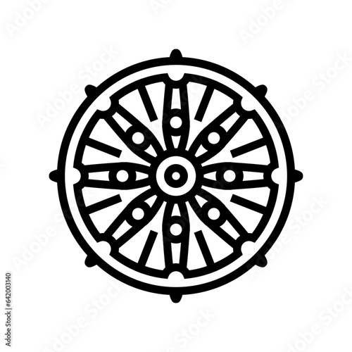 dharma wheel dharmachakra line icon vector. dharma wheel dharmachakra sign. isolated contour symbol black illustration