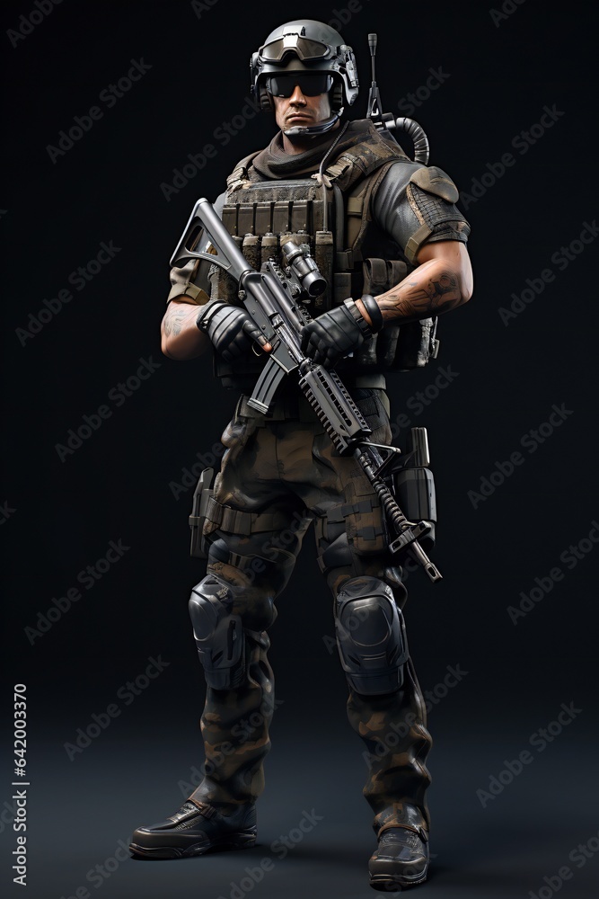 Male mercenary with photo-realistic elite forces