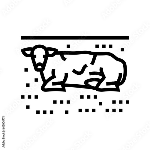 cow lying down line icon vector. cow lying down sign. isolated contour symbol black illustration