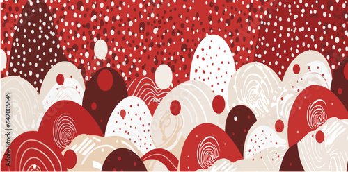 日本の伝統色や模様で調和の美しさを表現した抽象アートAI