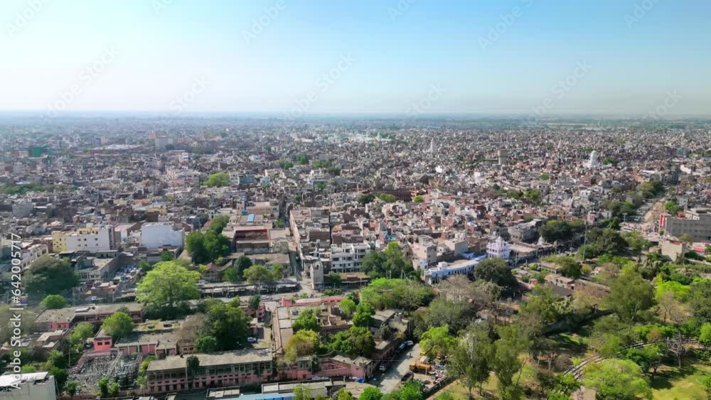 Amritsar, India: Aerial view of famous city in Punjab - landscape panorama of South Asia from above Amritsar, India: Aerial view of famous city in Punjab - landscape panorama of South Asia from above