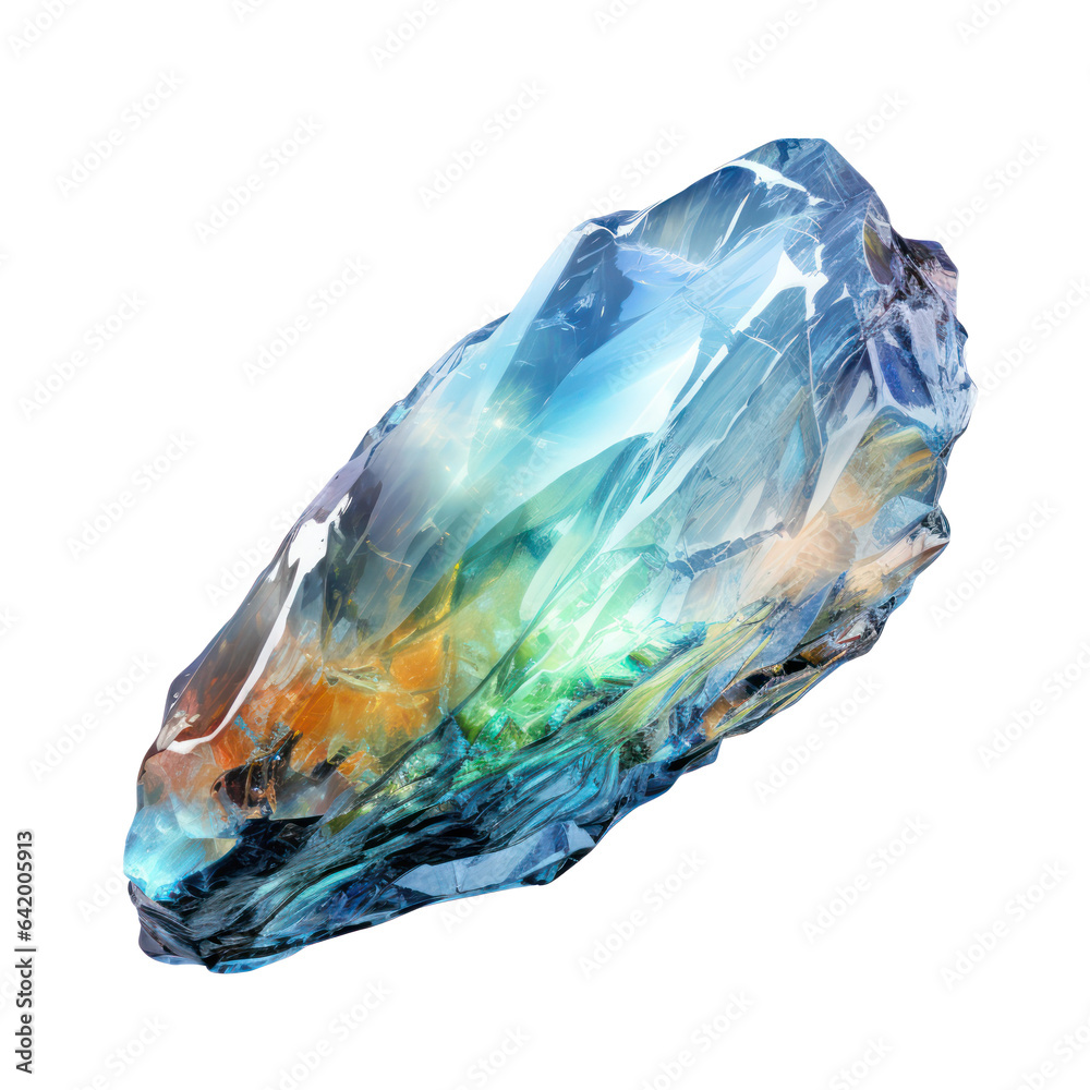 Obraz premium Colorful opal gem isolated on transparent background, gemstone closeup PNG 