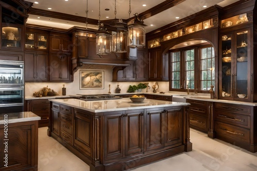 modern wood  kitchen interior