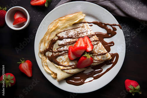 Strawberry Nutella Crepes, delightful thin pancakes with strawberry and Nutella