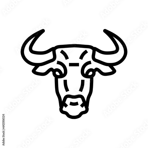animal bull head line icon vector. animal bull head sign. isolated contour symbol black illustration