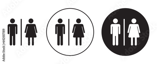 Male and female Toilet vector icon set. bathroom wc men and woman gender symbol in black color.