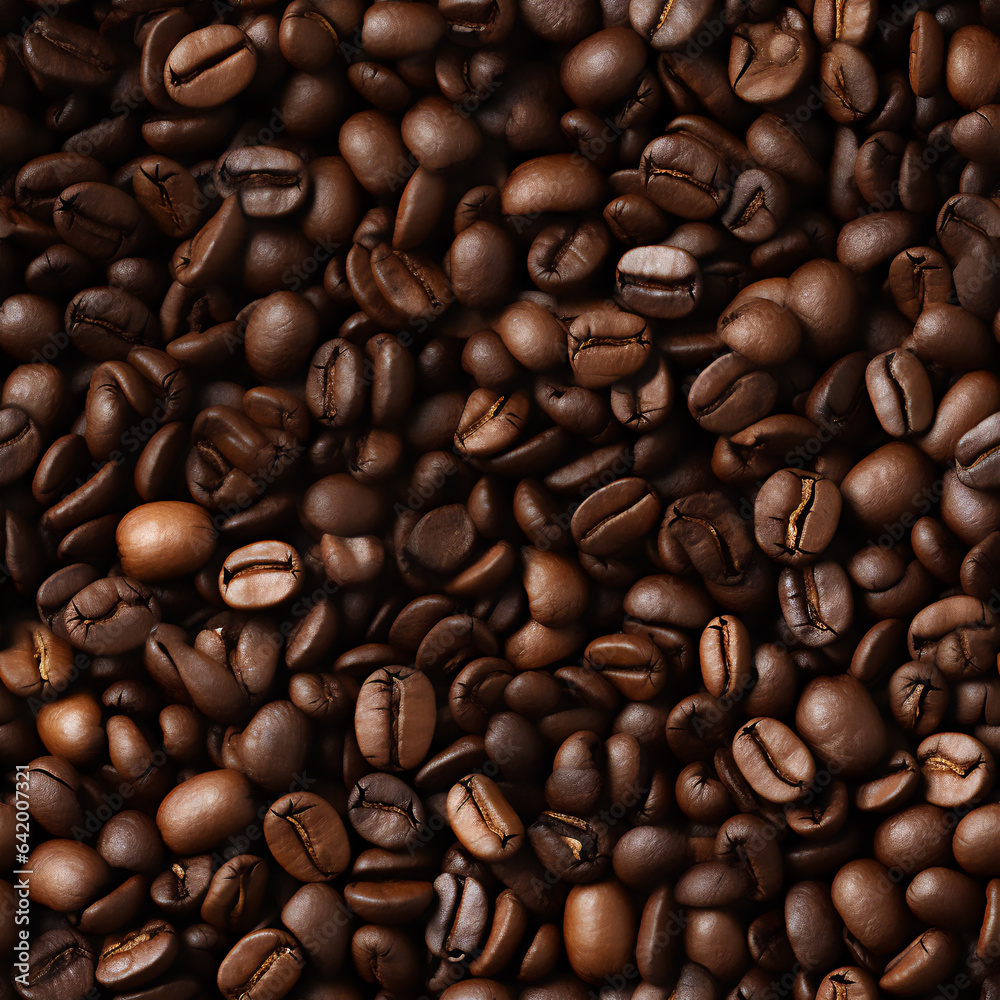 Obraz premium Background of roasted coffee beans. Seamless pattern.