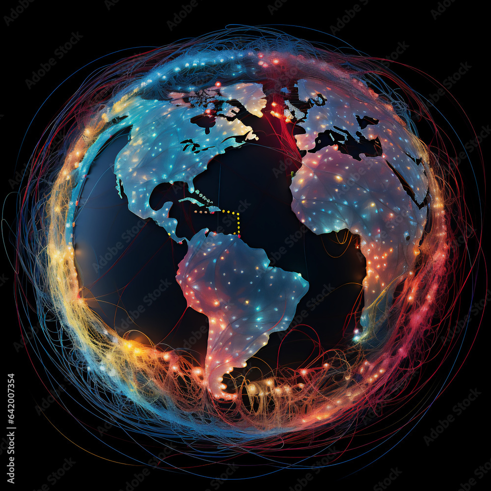 Futuristic online internet network around planet earth.