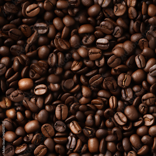 Background of roasted coffee beans. Seamless pattern.