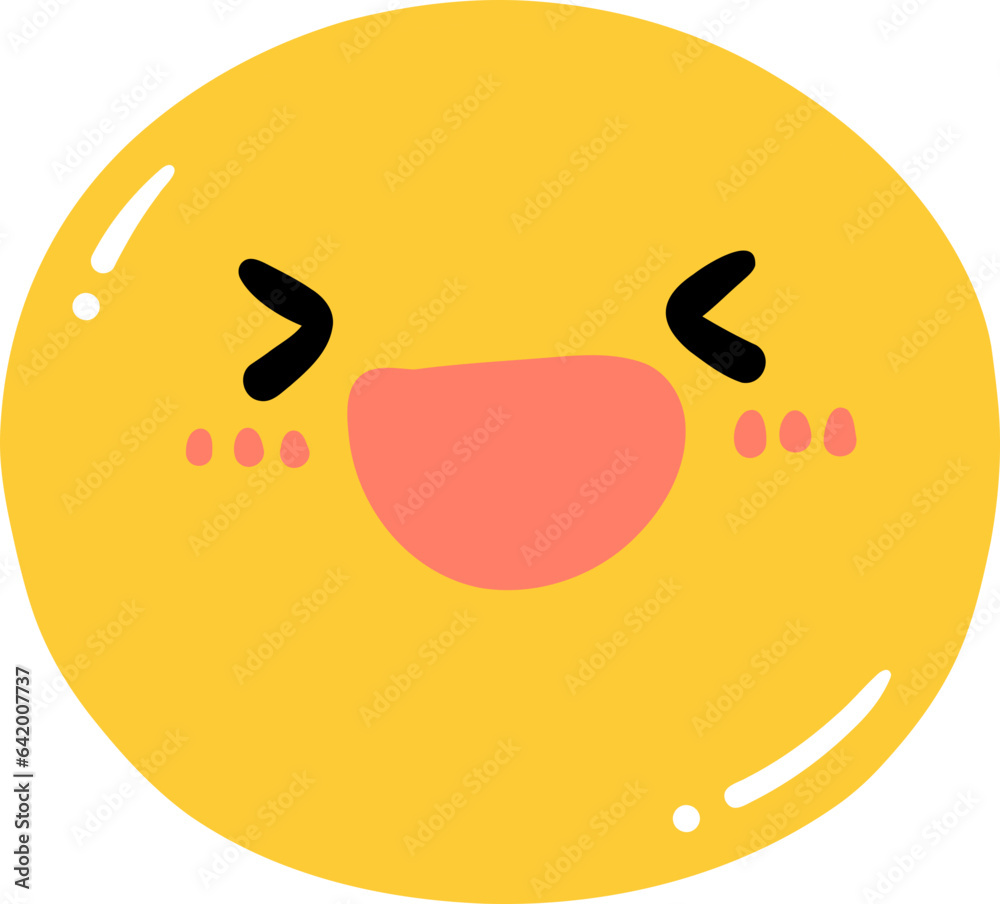 Cute Laughing emoji, emoticon doodle outline Cute Laughing emoji, emoticon doodle outline