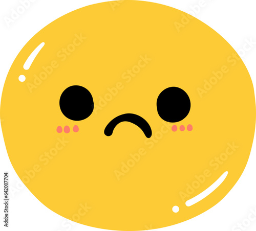 Cute sad emoji, smiley emoticon doodle outline  photo