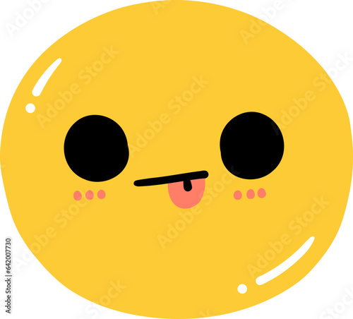 Cute shy emoji, emoticon doodle outline 