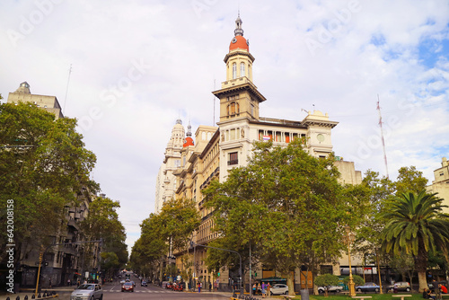 Sunday Evening Street Scene of Avenida de Mayo or the May Avenue in Downtown Buenos Aires, Argentina, South America