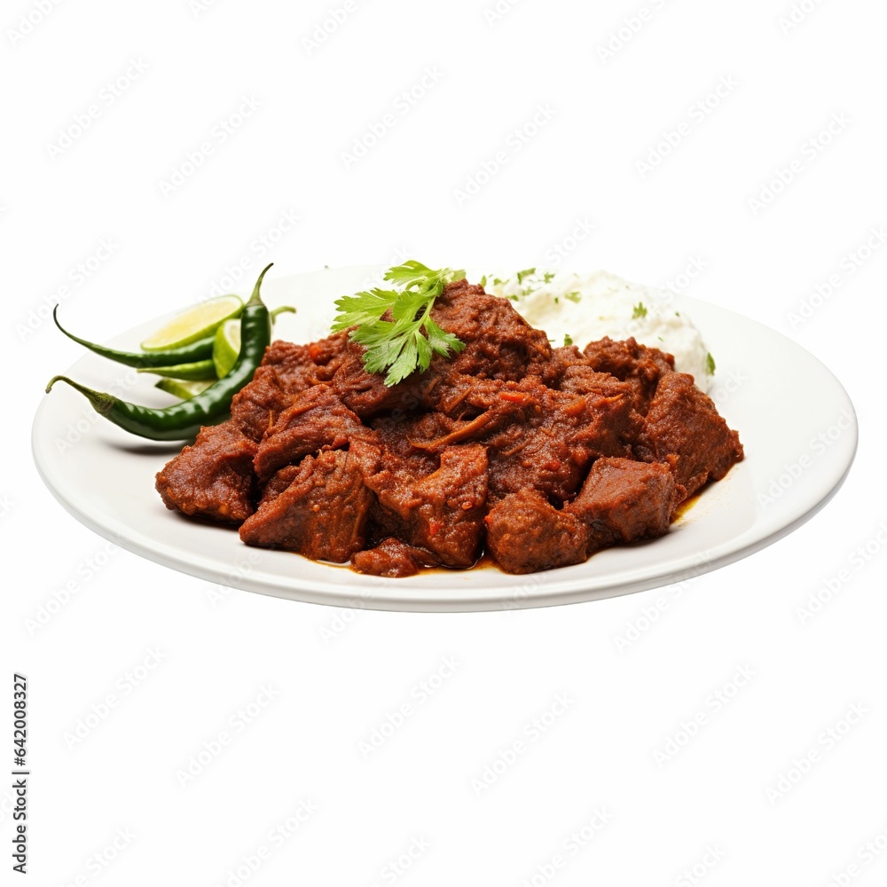 Rendang in white background