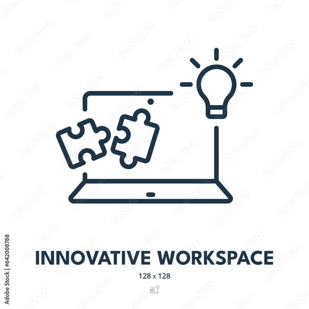 Innovative Workspace Icon. Workplace, Laptop, Desktop. Editable Stroke. Simple Vector Icon Innovative Workspace Icon. Workplace, Laptop, Desktop. Editable Stroke. Simple Vector Icon