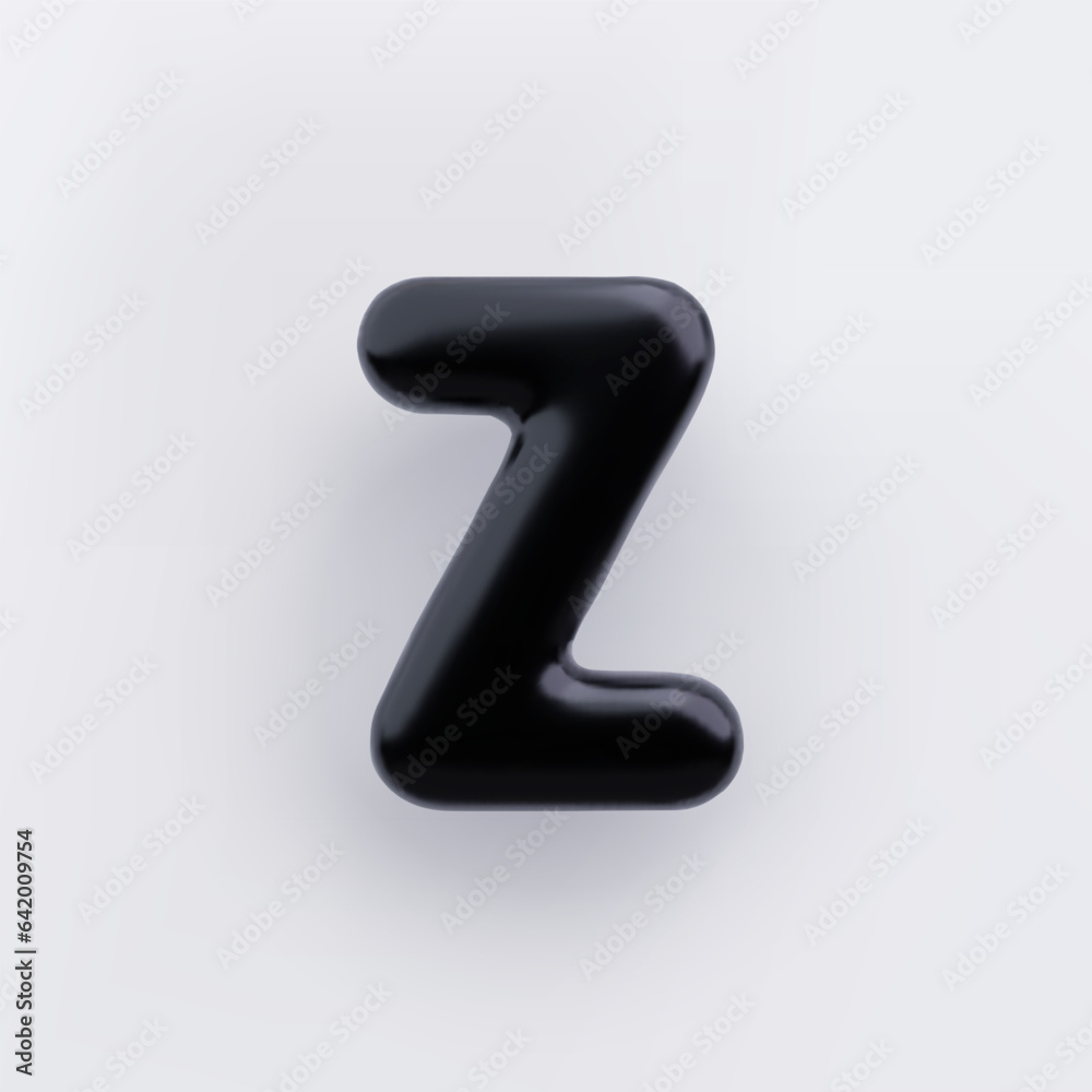 3D Black letter Z with a glossy surface on a white background . 3D Black letter Z with a glossy surface on a white background .