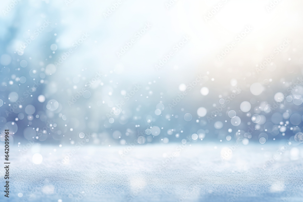 Christmas Winter Blurred Background With Defocused Bokeh Lights, Xmas, December – Generative AI