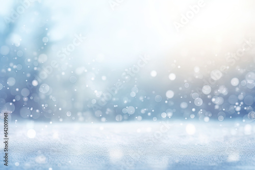 Christmas Winter Blurred Background With Defocused Bokeh Lights, Xmas, December – Generative AI © Jonatan