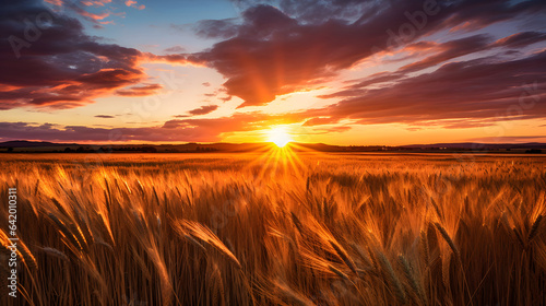 Beautiful sunset background in field © Planetz