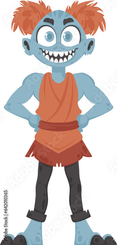 This is a funny and entertaining blue creature. Cartoon style.