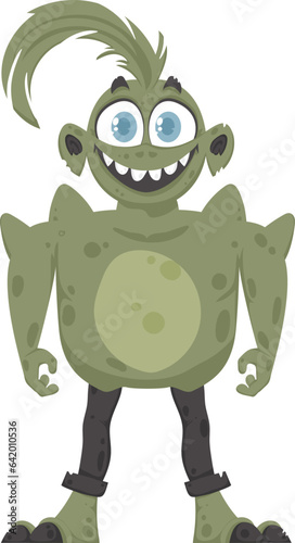 This is a funny and entertaining green creature. Cartoon style.