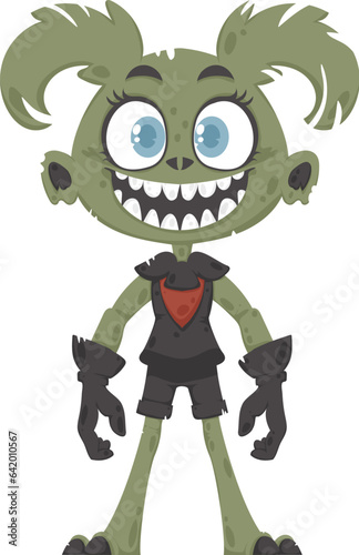 This is a fun and entertaining green creature. Cartoon style.