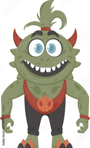 This is a fun and entertaining creature that is green. Cartoon style.