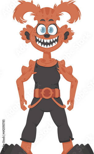 This is a funny and entertaining orange creature. Cartoon style.