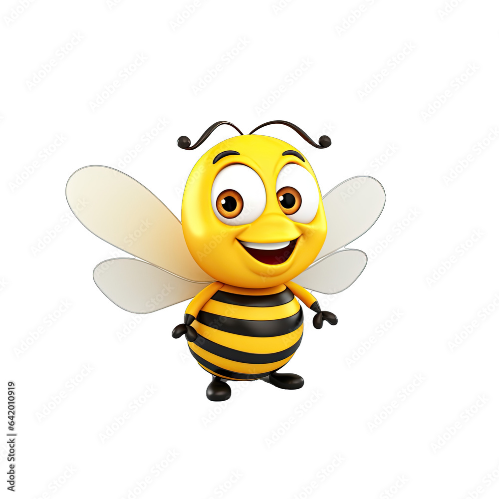 cute bee in 3d style. Generative AI. cute bee in 3d style. Generative AI.