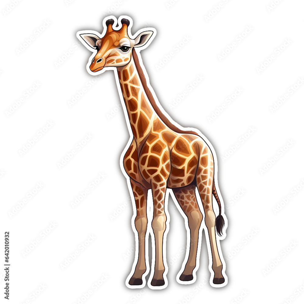 Fototapeta premium illustration giraffe sticker isolated on white