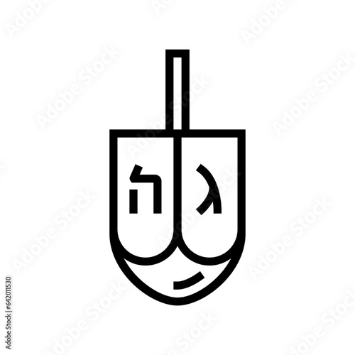 hanukkah dreidel jewish line icon vector. hanukkah dreidel jewish sign. isolated contour symbol black illustration