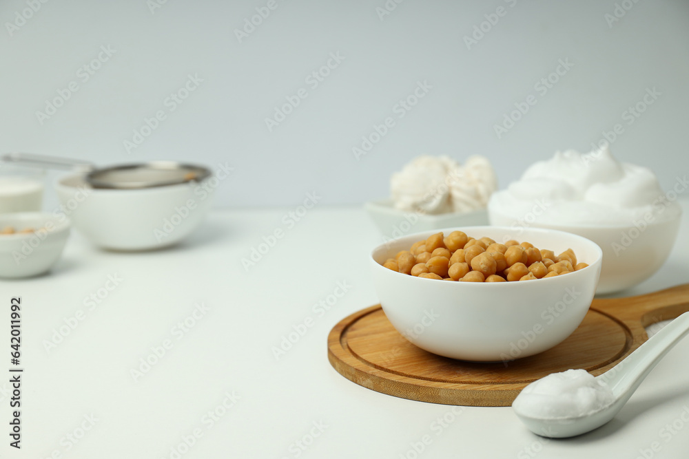 Aquafaba, concept of vegan food and cuisine