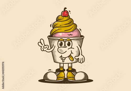 Mascot character illustration of ice cream cup
