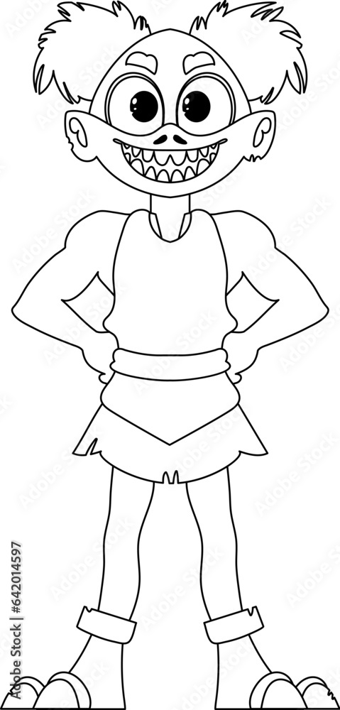 Fototapeta premium This cartoon character is special and cool because it has abilities that nobody else has. Childrens coloring page.
