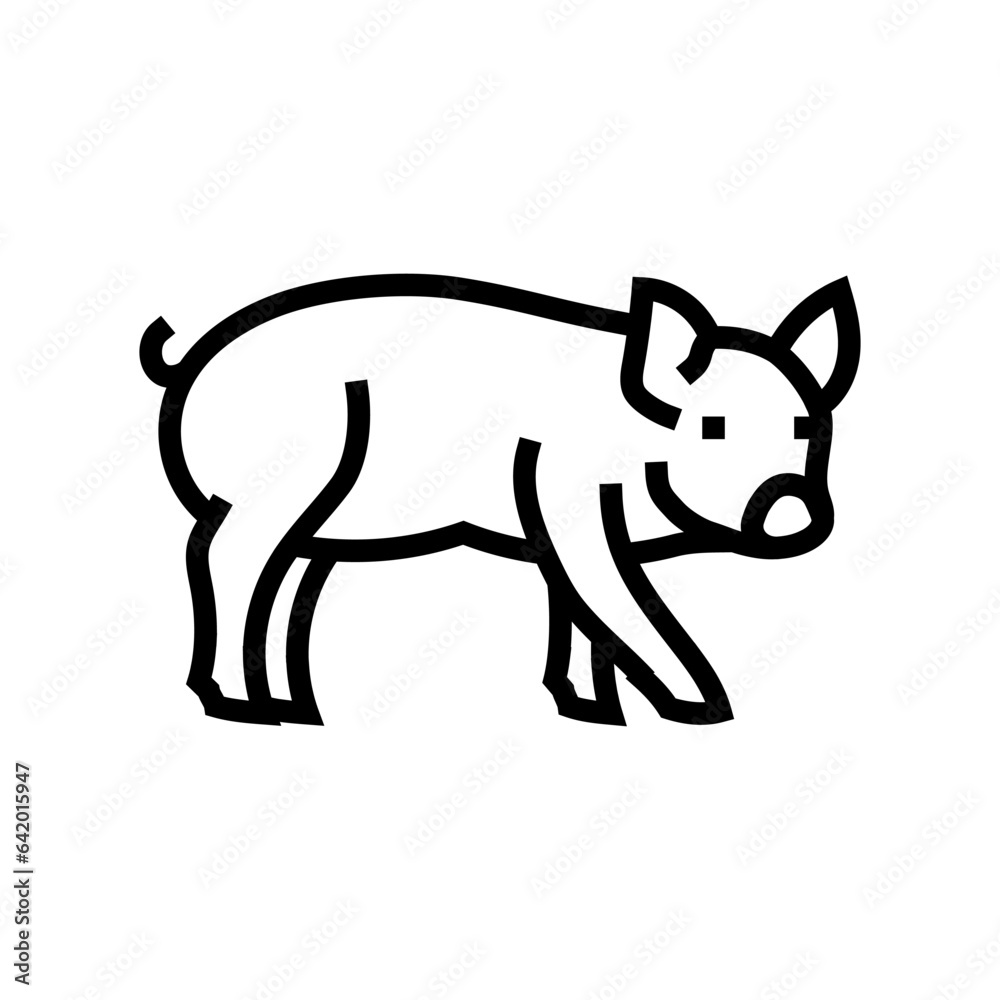 cute piglet pig farm line icon vector. cute piglet pig farm sign. isolated contour symbol black illustration