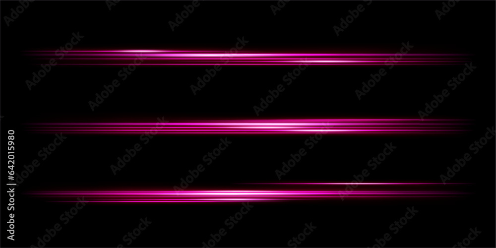 Pink laser beams, glowing stripes. Abstract vector illustration isolated on black background. Pink laser beams, glowing stripes. Abstract vector illustration isolated on black background.