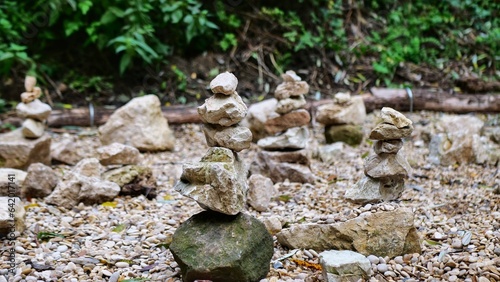 close up, many cairn stones