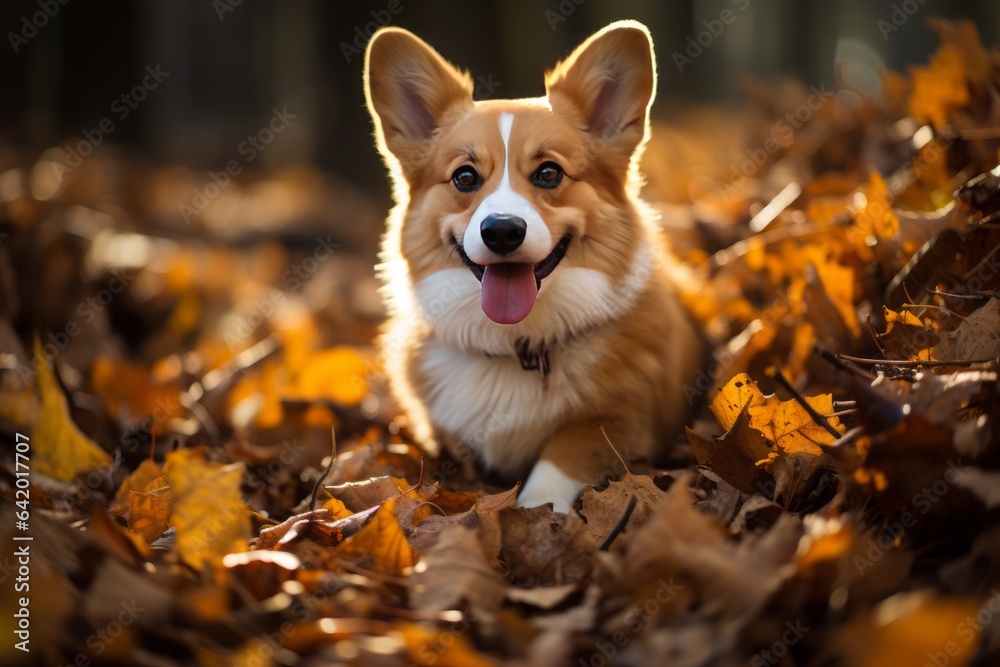 Portrait of brown cute puppy with sunset bokeh background. Generative Ai. Portrait of brown cute puppy with sunset bokeh background. Generative Ai.