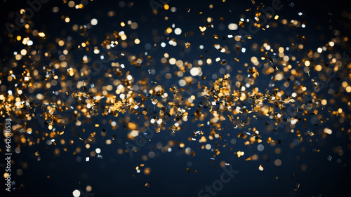 Background of abstract glitter lights, gold blue and yellow, bokeh