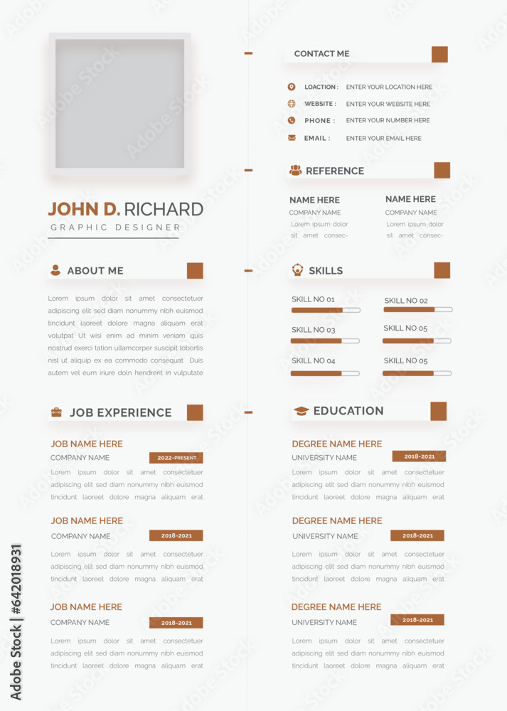 Clean Modern Resume Vector Template, Minimalist resume cv template, Resume design template, cv design, multipurpose resume design