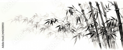 Cuadro en lienzo drawing. bamboo. oriental. Hand edited. Generative AI.