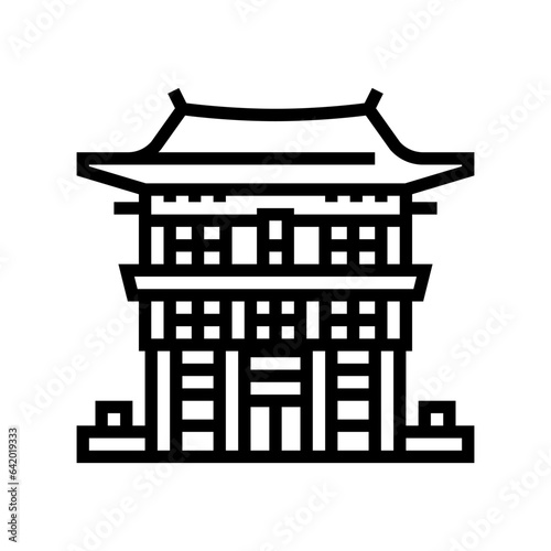 miko shrine maiden shintoism line icon vector. miko shrine maiden shintoism sign. isolated contour symbol black illustration