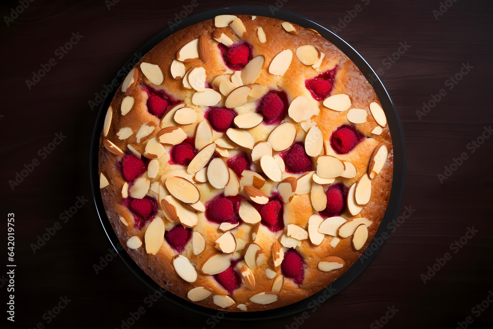 Raspberry Almond Cake, fruity nutty treat