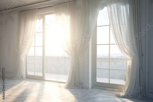 Interior Design with Sunlit Window Treatment.